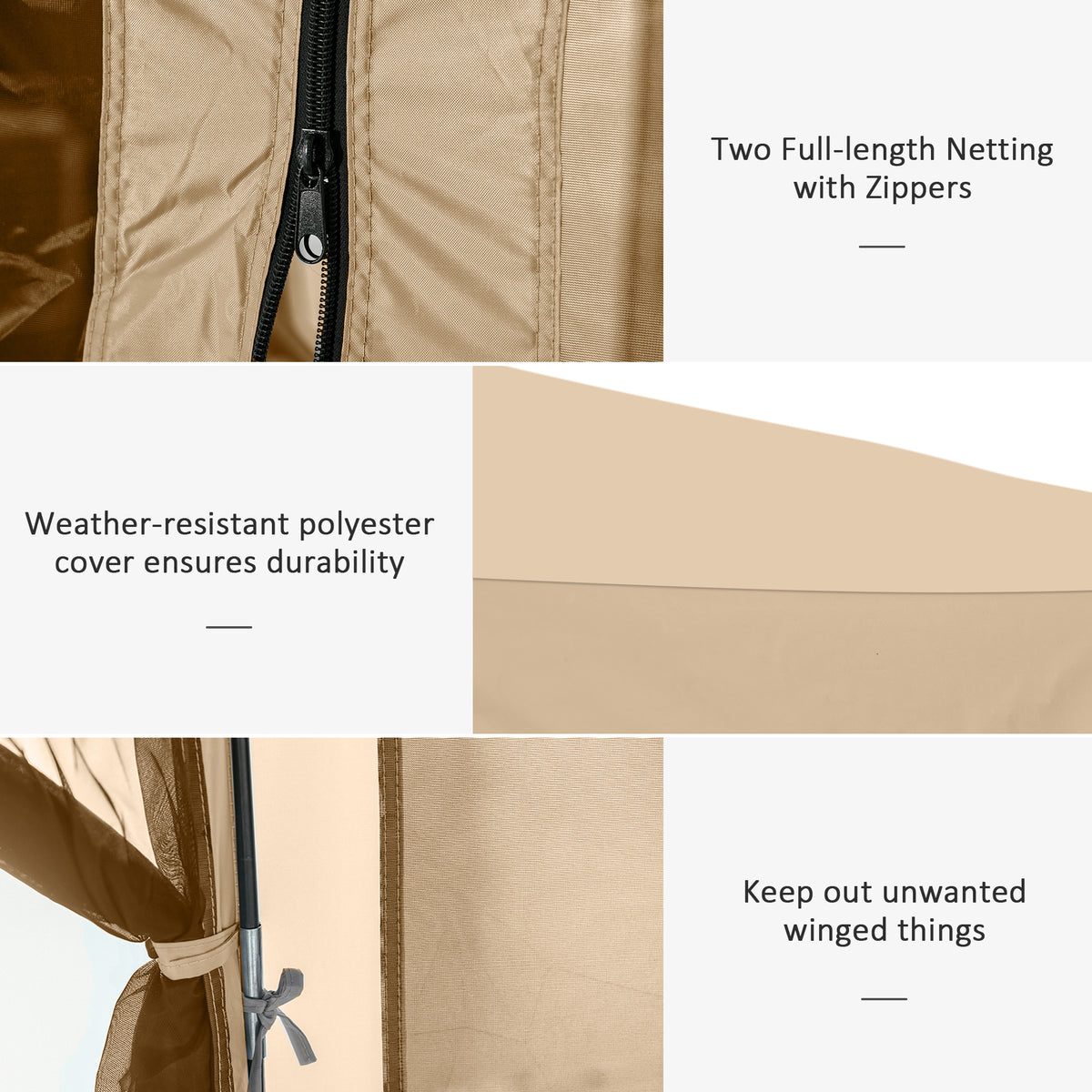 Outsunny 12' X 12' Hexagon Screen House, Pop Up Tent Portable Gazebo Canopy Shelter With Mesh Netting Walls, Carry Bag And Shaded Interior, Beige Beige Polyester