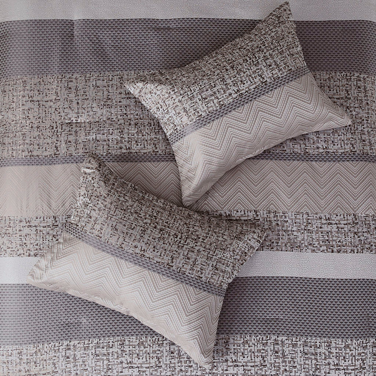 7 Piece Jacquard Comforter Set Grey Taupe Queen Queen Grey Taupe Polyester