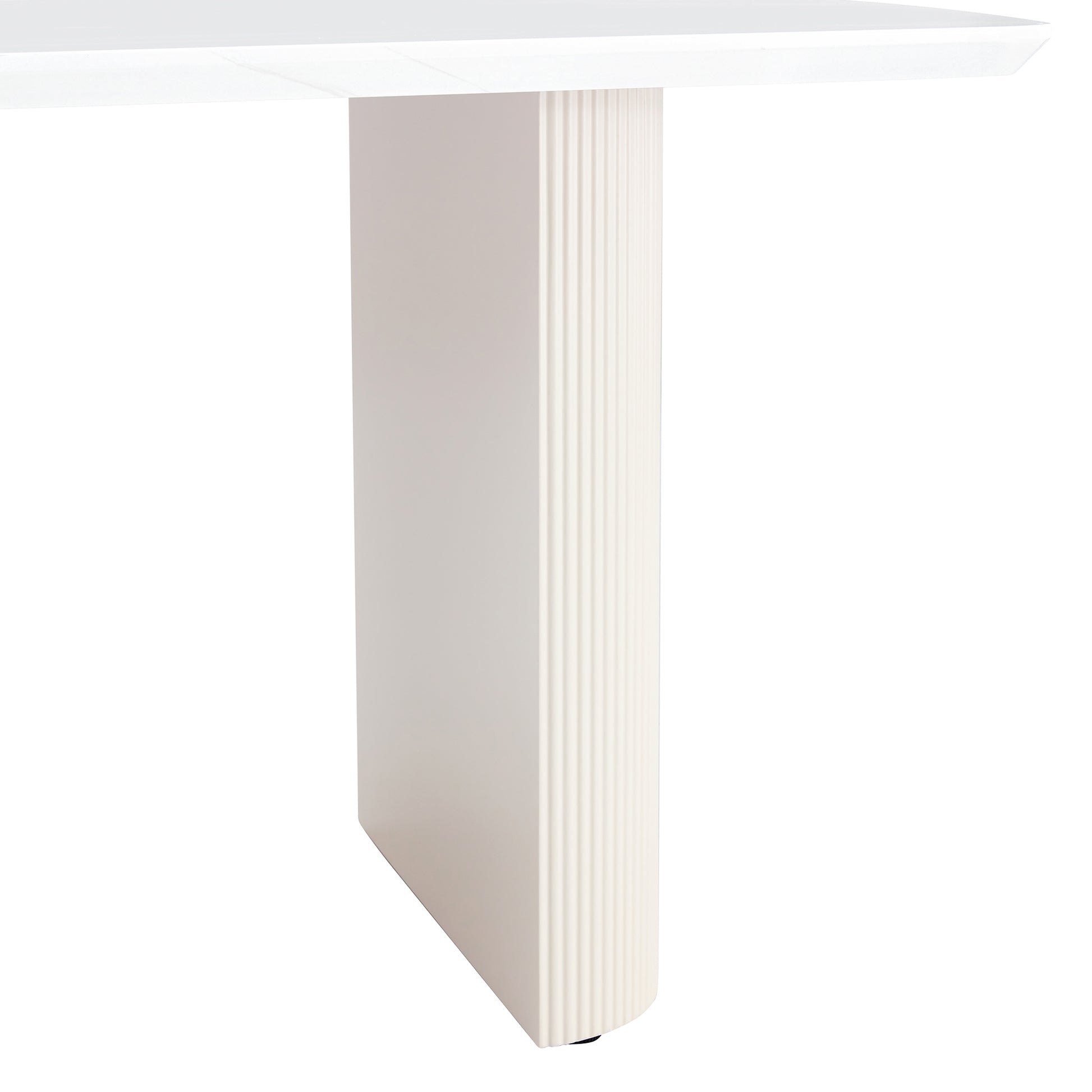 Cream Style Mdf White Dining Table.It Is A Furniture With A Warm And Soft Appearance, Suitable For Creating A Comfortable And Friendly Dining Environment, Suitable For Kitchens, Dining Rooms,Etc. White Mdf