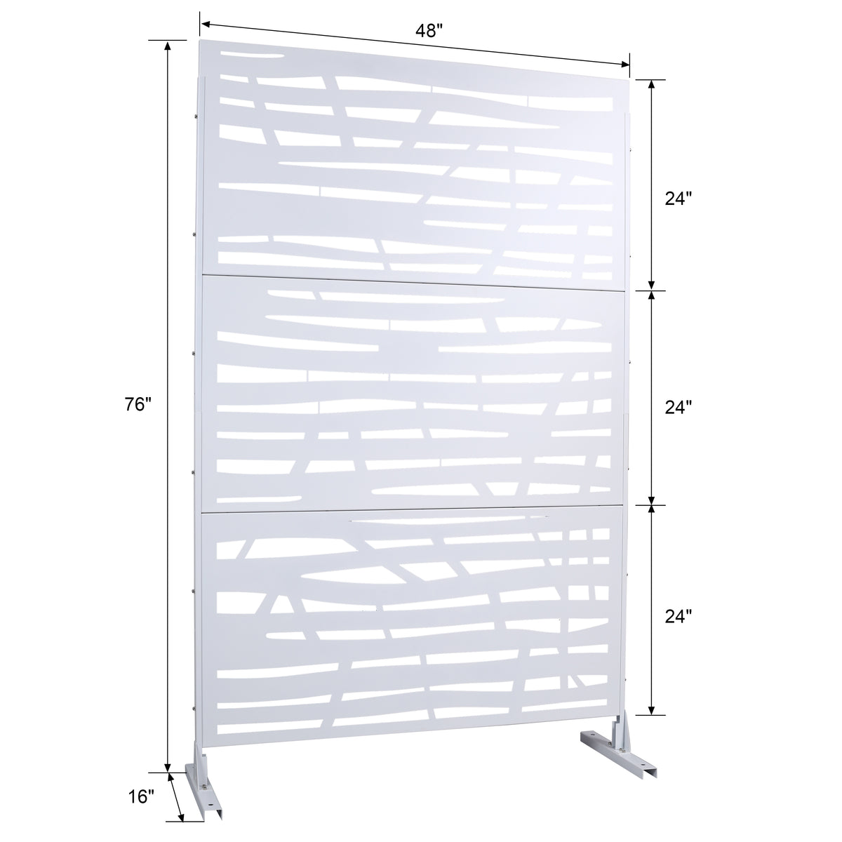 Outdoor & Indoor Privacy Screen Metal Privacy Screen 76" H 48" W, Freestanding Decorative Privacy Screen For Deck Balcony Patio, Privacy Fence Panels For Outside Lawn Garden Ps109 White White Steel