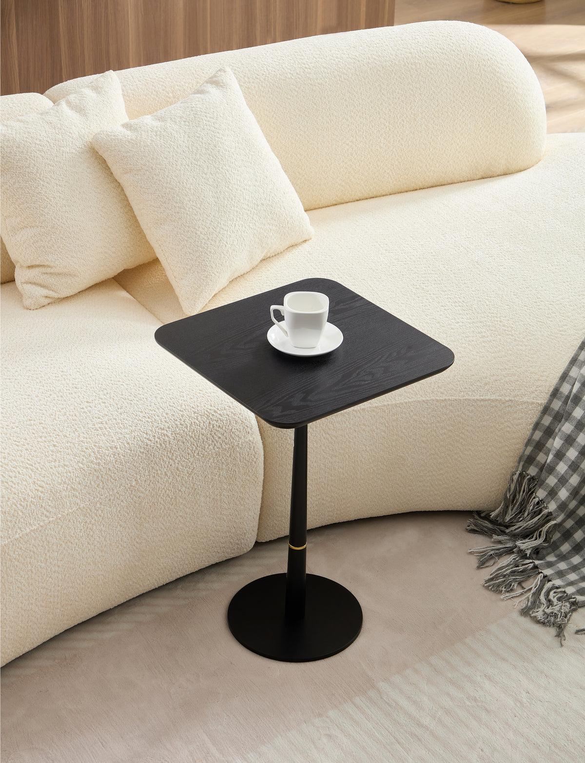Mdf With Metal Feet, Square, Located In Living Space And Lounge Area, Coffee Table, Computer Desk, Black, 15.74"D X23.77"H Black Gold Primary Living Space Casual,Chinese Freestanding Coffee & End