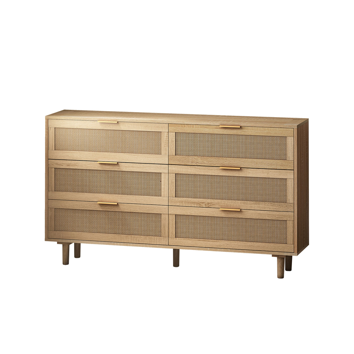 51.18"6 Drawers Rattan Storage Cabinet Rattan Drawer,For Bedroom,Living Room,Natural Same Sku:W75784346 Natural Mdf