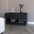 Tulip Storage Bench, Two Drawers, Two Shelves Black Mdf Engineered Wood