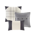 7 Piece Herringbone Comforter Set Grey King King Grey Polyester