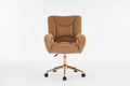 005 Velvet Fabric 360 Swivel Home Office Chair With Gold Metal Base And Universal Wheels,Coffee Solid Coffee Office Sponge Wipe Clean Modern Office Chairs Tufted Back Foam Swivel Velvet