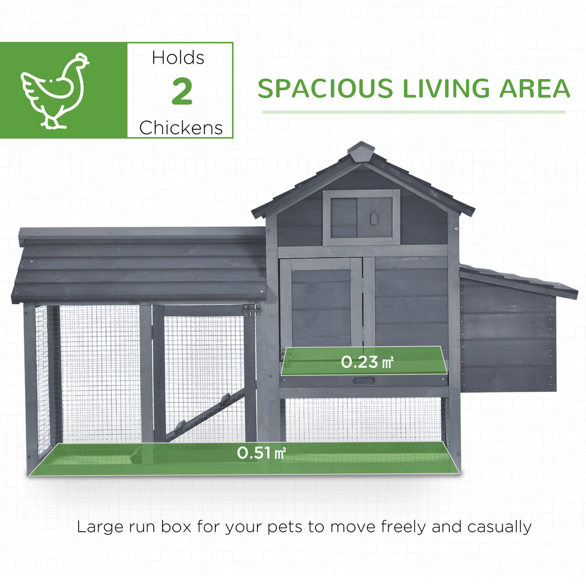 Pawhut 59" Small Wooden Chicken Coop Hen House Poultry Cage For Outdoor Backyard With 2 Doors, Nesting Box And Removable Tray, Gray Grey Wood