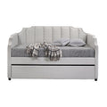 Dove Grey Tufted Back Twin Daybed With Trundle Box Spring Not Required Twin Grey Wood Gray Traditional Velvet