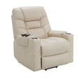 Nairi Ivory Leather Aire Power Motion Recliner With Lift, Heating & Massage Function Ivory Faux Leather