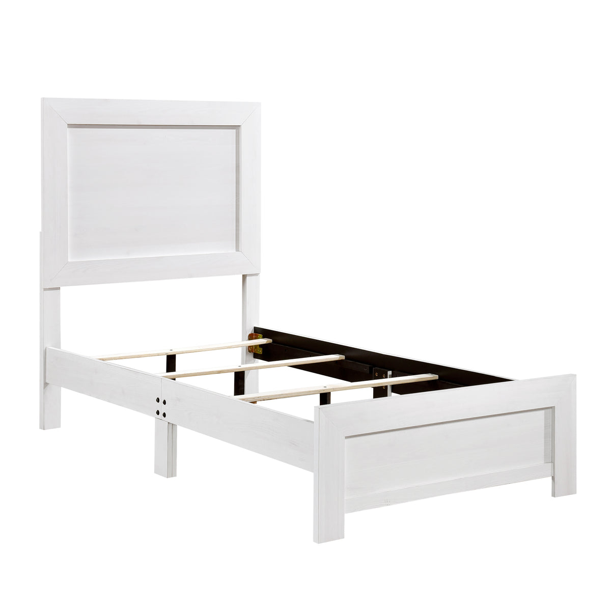 White Finish Twin Size Panel Bed Wooden Bedroom Furniture 1Pc, Bed In A Box Box Spring Required Twin White Bedroom Bed Frame Wood