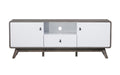 Tv Standcontemporary Two Tone Gray Oak And White Media Console Spacious Modern Tv Stand With Storage, Ideal For Living Room Entertainment Center, Fits Up To 85 Inch Tvs Warm Grey White 80 89 Inches Solid Wood