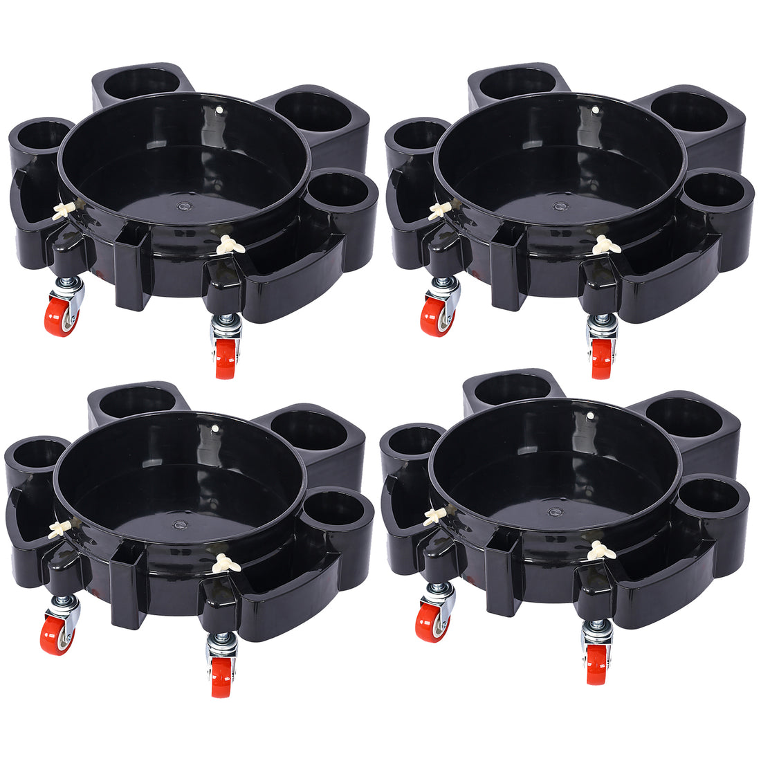 Bucket Dolly 5 Gallon Rolling Bucket Dolly With 5 Rolling Swivel Casters,Removable Bucket Dolly For Car Wash Professional Detailing For Car Washing Detailing Smoother Maneuvering 4Pcs Set Black Plastic