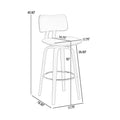 Pino 30 Inch Swivel Barstool Chair, Gray Faux Leather, Walnut Brown Wood Grey Brown Wood