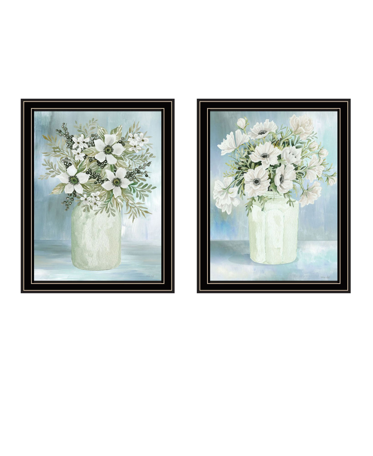 "Country Crock Of Florals And Berries" Framed Wall Art For Living Room, Wall Art Print For Home Decor, Bedroom Wall Art By Cindy Jacobs Multicolor Wood Paper