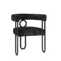 Coolmore Contemporary Designed Velvet Fabric Upholstered Accent Dining Chair Barrel Side Chairs Kitchen Armchair For Living Room Set Of 2 Black Chenille Black Dining Room Foam Chenille