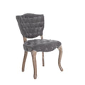 Kd Tufted Chair Wthr Set Of 2 Grey Mdf