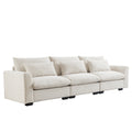 3 Seater Deep Seat Couches For Living Room, Wide And Deep Seat Comfy Living Roo Sofas With 3 Waist Pillows, Beige Corduroy Beige Corduroy 3 Seat