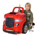Qaba Kids Truck Engine Toy, Kids Mechanic Car Repair Set, Engine Disassembly Play Workshop, Includes 61 Pieces, Steering Wheel, Horn, Light For 3 5 Years Old, Red Red Abs