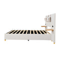 Full Size Upholstered Platform Bed, Two Outlets And Usb Charging Ports On Both Sides, Two Bedside Pillows, Storage Shelves,Velvet,Beige Full Beige Mdf Lvl