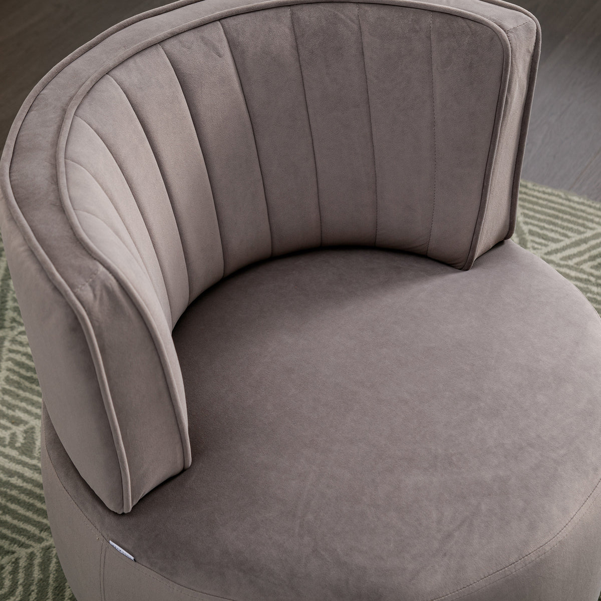 Coolmore 360 Degree Swivel Cuddle Barrel Accent Sofa Chairs, Round Armchairs With Wide Upholstered, Fluffy Velvet Fabric Chair For Living Room, Bedroom, Office, Waiting Rooms Gray Foam Velvet