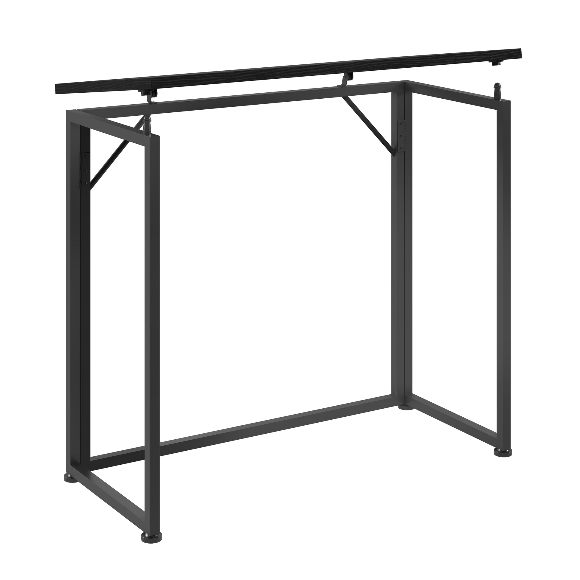 Techni Mobili 31.5 In. Folding Desk For Small Spaces, No Assembly Required, Black Black Office Modern Rectangular Rectangular Particle Board,Steel