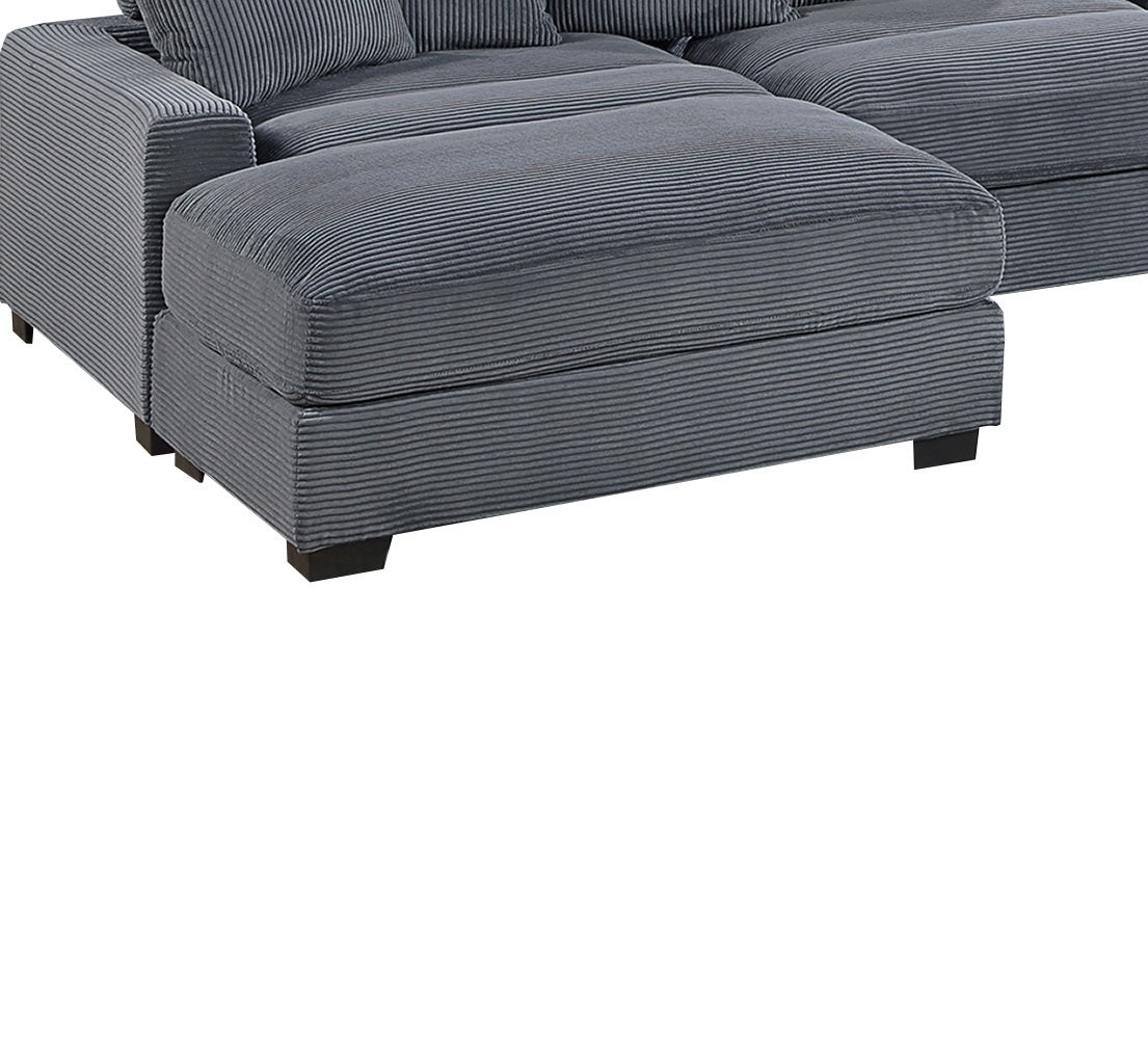 Living Room Furniture 1Pc Ottoman Dark Gray Corduroy Soft Cushion Cocktail Ottoman Wood Legs Dark Gray Primary Living Space Grey Contemporary,Modern Rectangle Corduroy