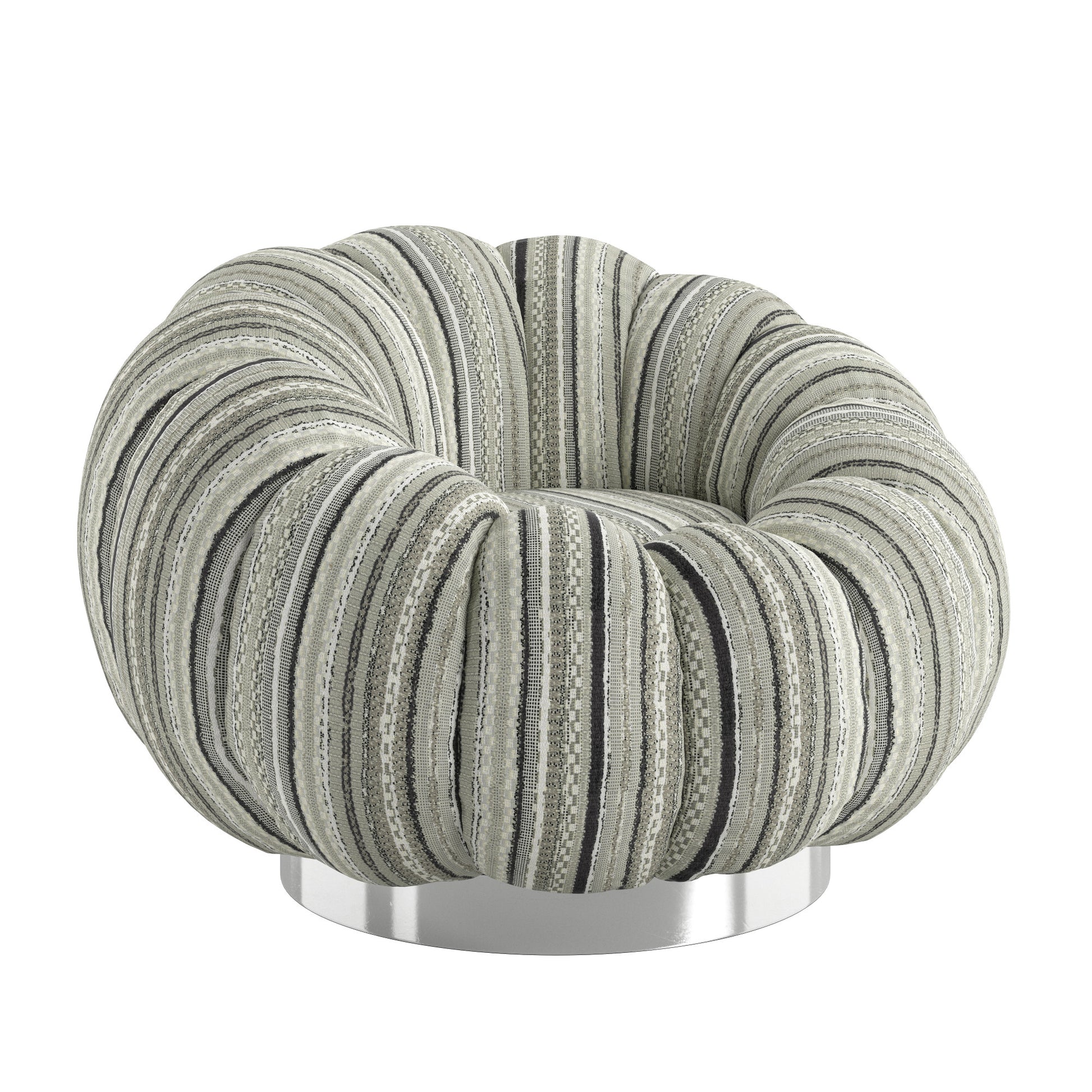 Lillie Black Stripe Pumpkin Swivel Accent Chair Black Primary Living Space Transitional Foam Solid Wood