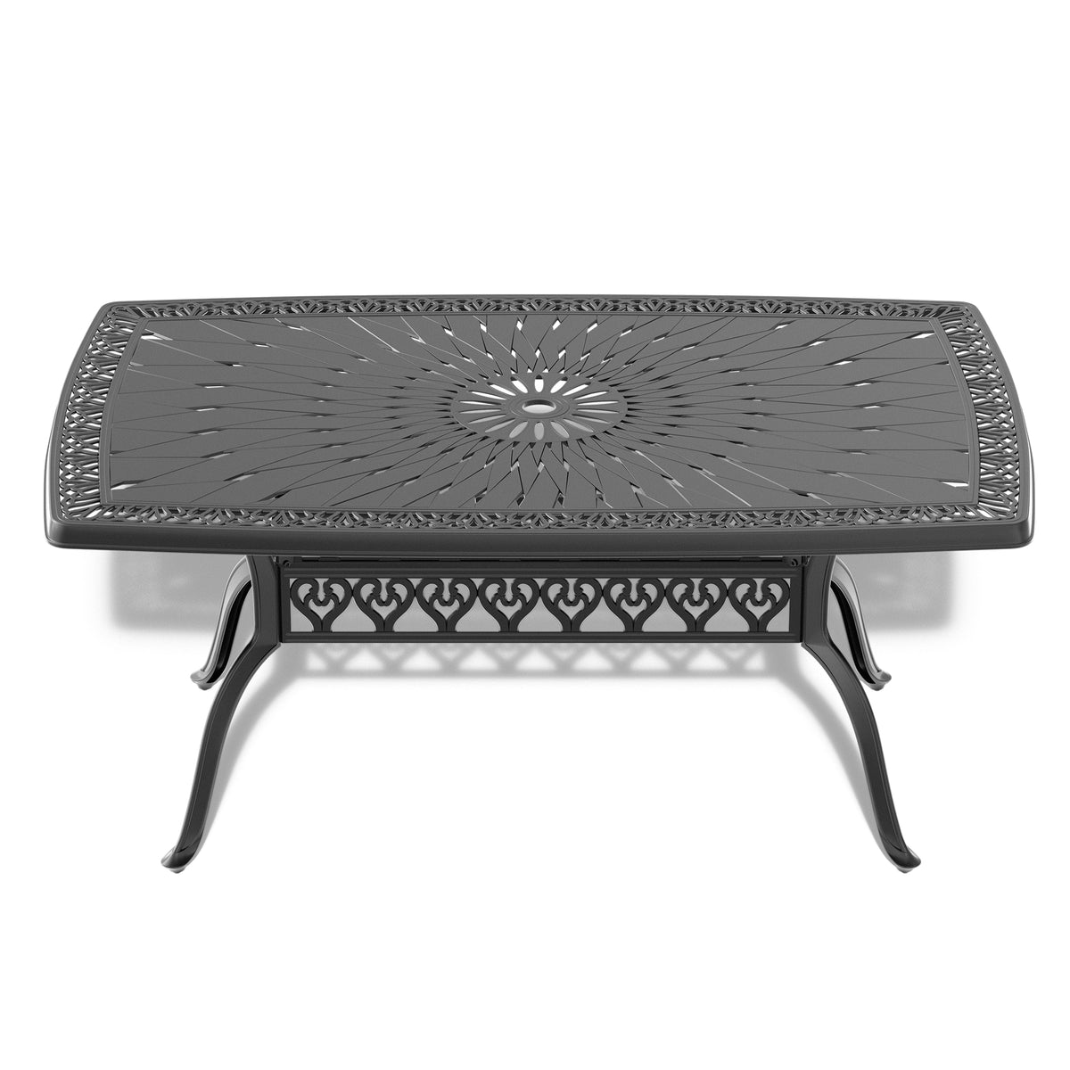 Cushions In Random Colors 5 Piece Set Of Cast Aluminum Patio Furniture With Cushions Yes Dining Set Black Seats 4 Rust Resistant Frame Water Resistant Cushion Garden & Outdoor Complete Patio Sets