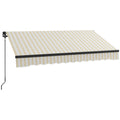 Outsunny 8' X 6.5' Retractable Awning, Patio Awning Sunshade Shelter With Manual Crank Handle, 280Gsm Uv Resistant Fabric And Aluminum Frame For Deck, Balcony, Yard, Beige And White Beige Polyester