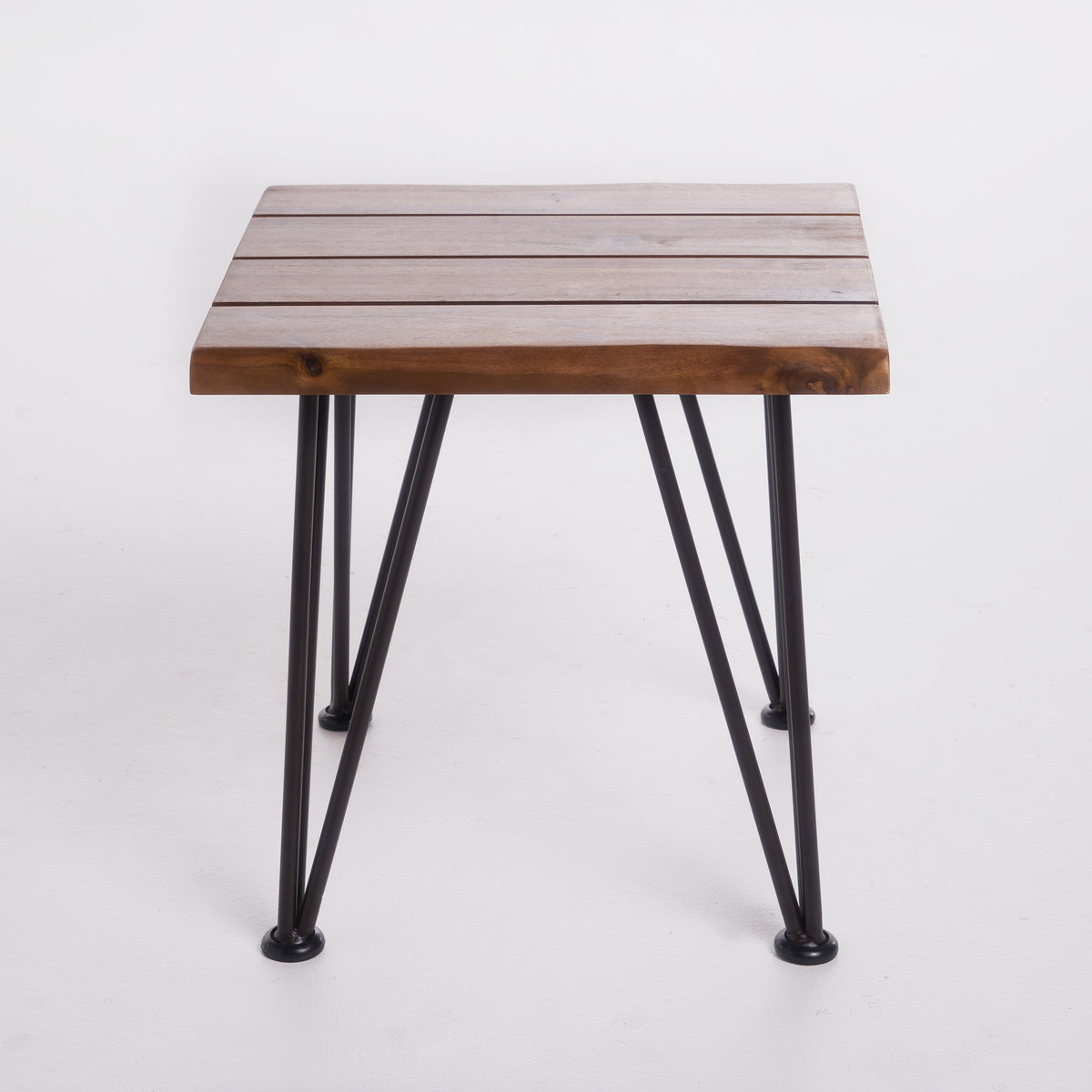 Zion Industrial Wood And Metal Coffee Table With Accent Table Teak Metal & Wood