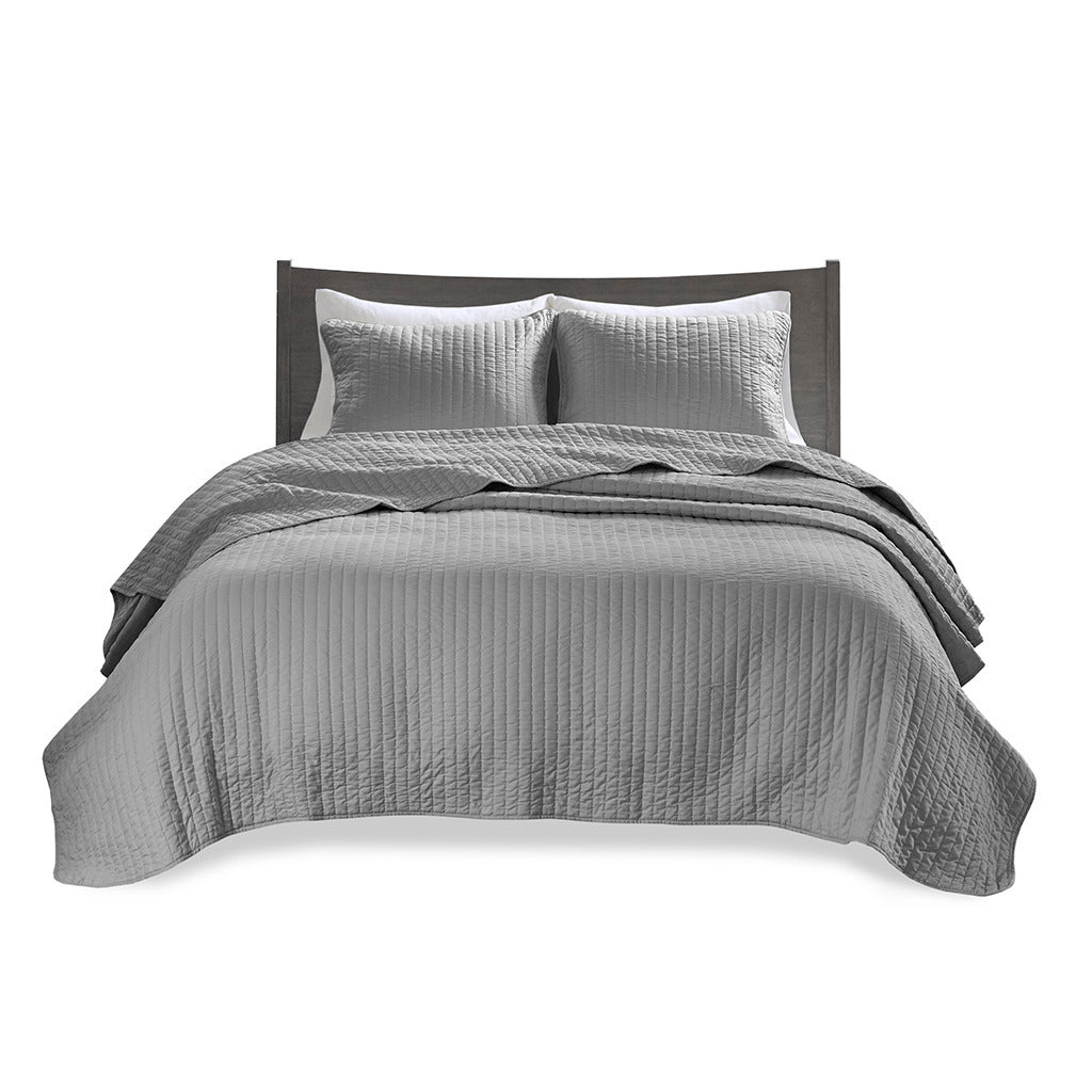 2 Piece Quilt Set Grey Twin Twin Xl Twin Grey Cotton