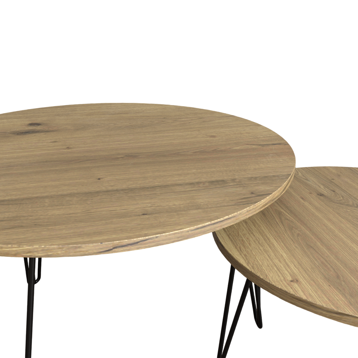 27.56'' Round Nesting Coffee Table Set Of 2, Circular Nesting End Table Set, Round Wooden Tabletop, And Sturdy Metal Base For Living Room, Bedroom, Brown Rustic Brown Round Wood Metal