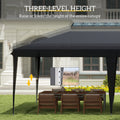 Outsunny 10' X 20' Pop Up Canopy Tent, Upgraded Heavy Duty Tents For Parties, Outdoor Instant Gazebo Sun Shade Shelter With Carry Bag, For Catering, Events, Wedding, Backyard Bbq, Black Black Steel