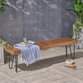 Jane Industrial Wood And Metal Bench Black Metal & Wood