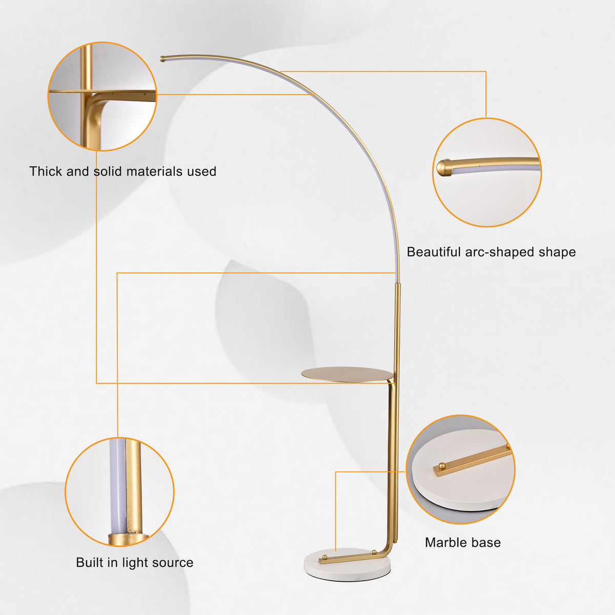 12W Led Floor Lamp, Standing Lamp Tall Industrial Floor Lamp Reading For Bedroom, Office ,Gold Color Gold American Design,Contemporary,Modern,Victorian Metal