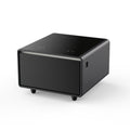 Modern Smart Side Table With Built In Fridge, Wireless Charging, Temperature Control, Power Socket, Usb Ports, Outlet Protection, Induction Light, Black Black Built In Outlets Or Usb Standing Desk Converter Primary Living Space Luxury,Modern Freestanding