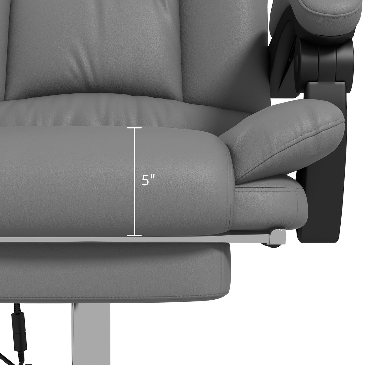 Vinsetto Vibration Massage Office Chair With Heat, Footrest, Gray Gray Pu Leather