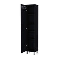 Black 1 Door Cabinet With 3 Broom Hangers Freestanding Black Bathroom Melamine