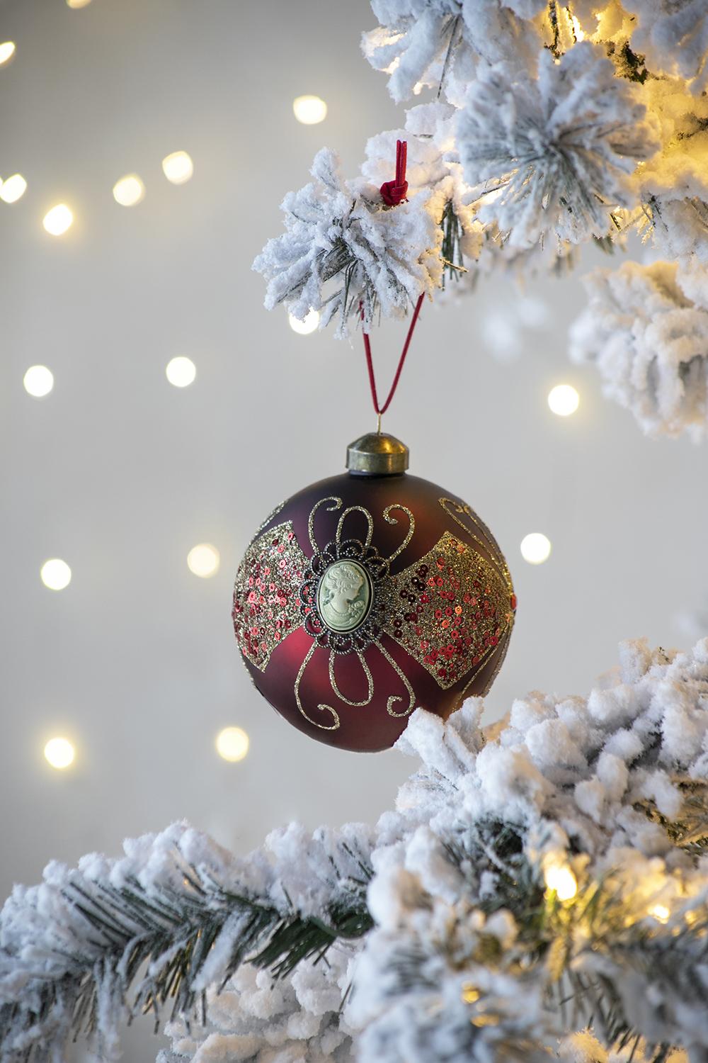 D3.9" Christmas Ball Ornaments, Glass Decorative Hanging Ball Christmas Tree Ornaments For Holiday Party Decorations, Set Of 6 Red Glass