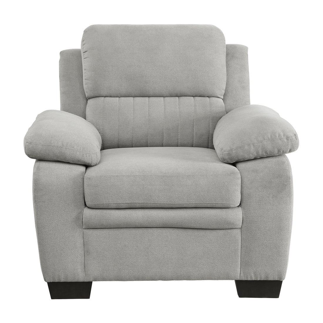 Plush Seating Chair 1Pc Gray Textured Fabric Channel Tufting Solid Wood Frame Modern Living Room Furniture Gray Primary Living Space Contemporary Solid Wood