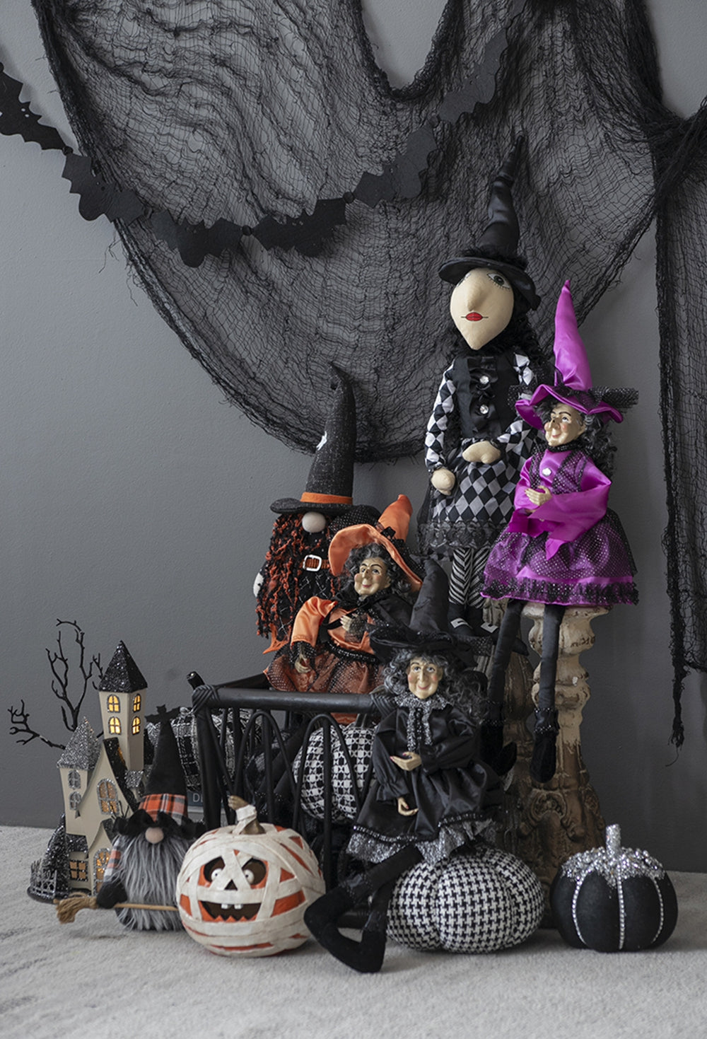 7X7X7.5" Fabric Pumpkin Decor, For Holiday Halloween Decoration Black,White Polyester
