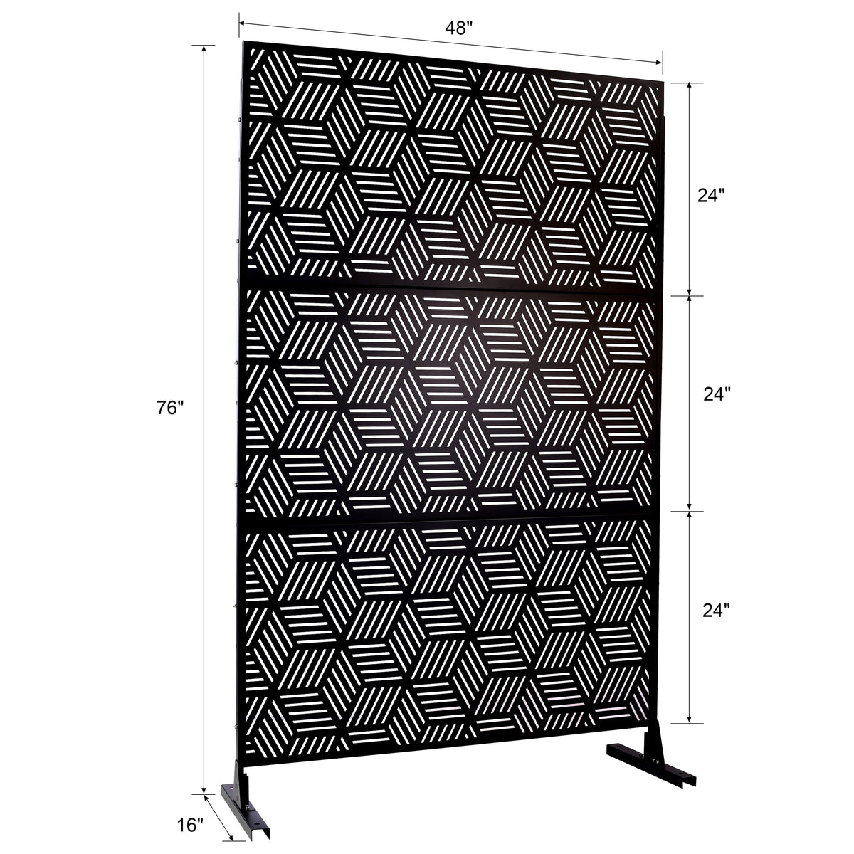 Outdoor & Indoor Privacy Screen Metal Privacy Screen 76" H 48" W, Freestanding Decorative Privacy Screen For Deck Balcony Patio, Privacy Fence Panels For Outside Lawn Garden Ps116 Black Black Steel