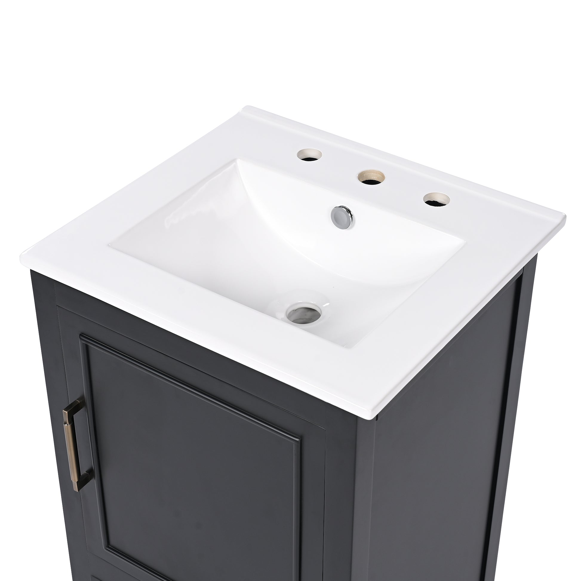 20" Bathroom Vanity With Sink, Bathroom Cabinet With A Door, Door Shelf Storage And Adiustable Foot Pads, A Drawer, Black Black Solid Wood Mdf