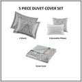 5 Piece Cotton Duvet Cover Set Grey King King Grey Cotton