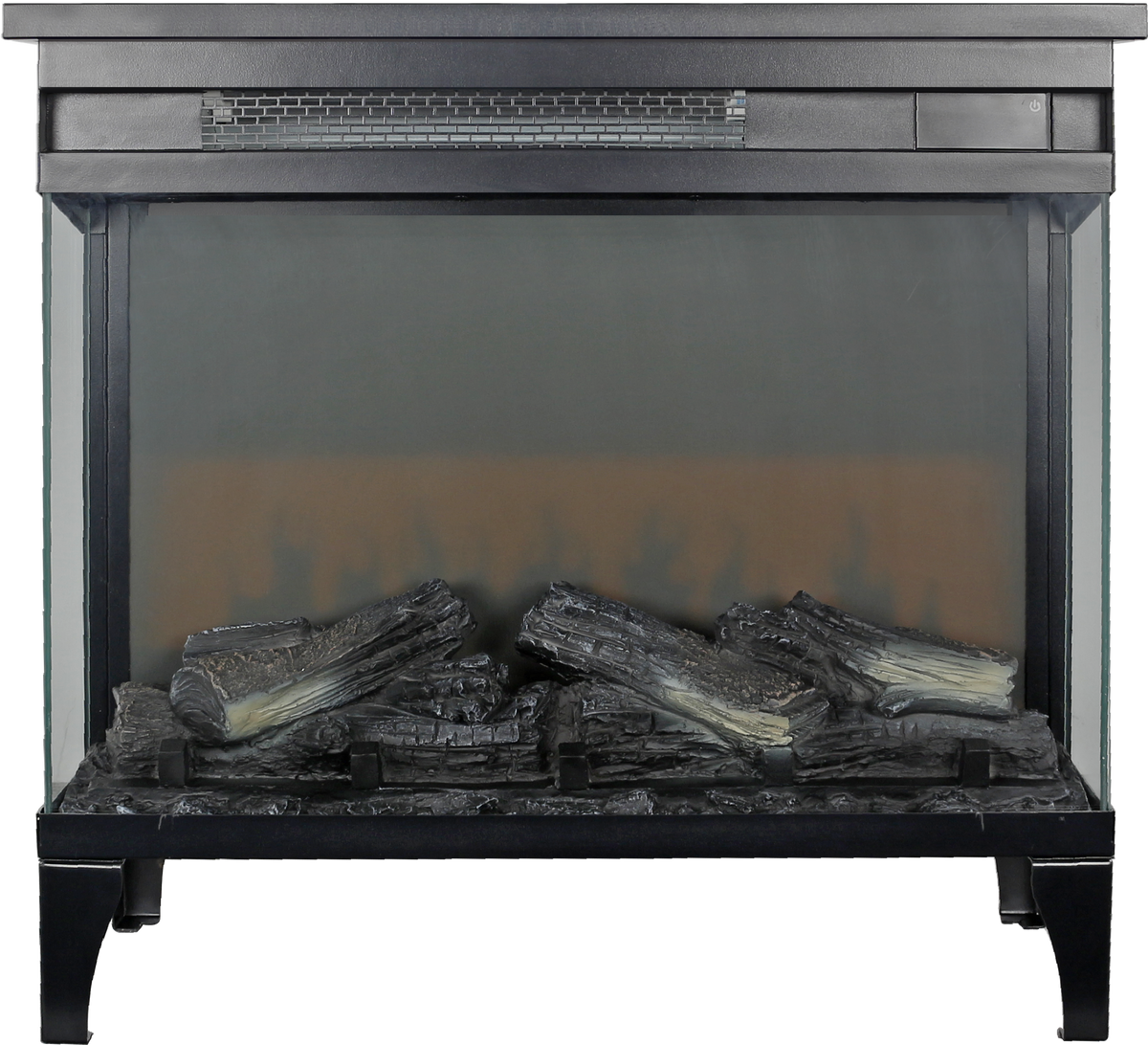 24 Inch Three Sided Glass Electric Fireplace With Feet Powder Coated Electric Antique Black Vent Free Primary Living Space Yes Insert Tempered Glass Sheet Metal Electric
