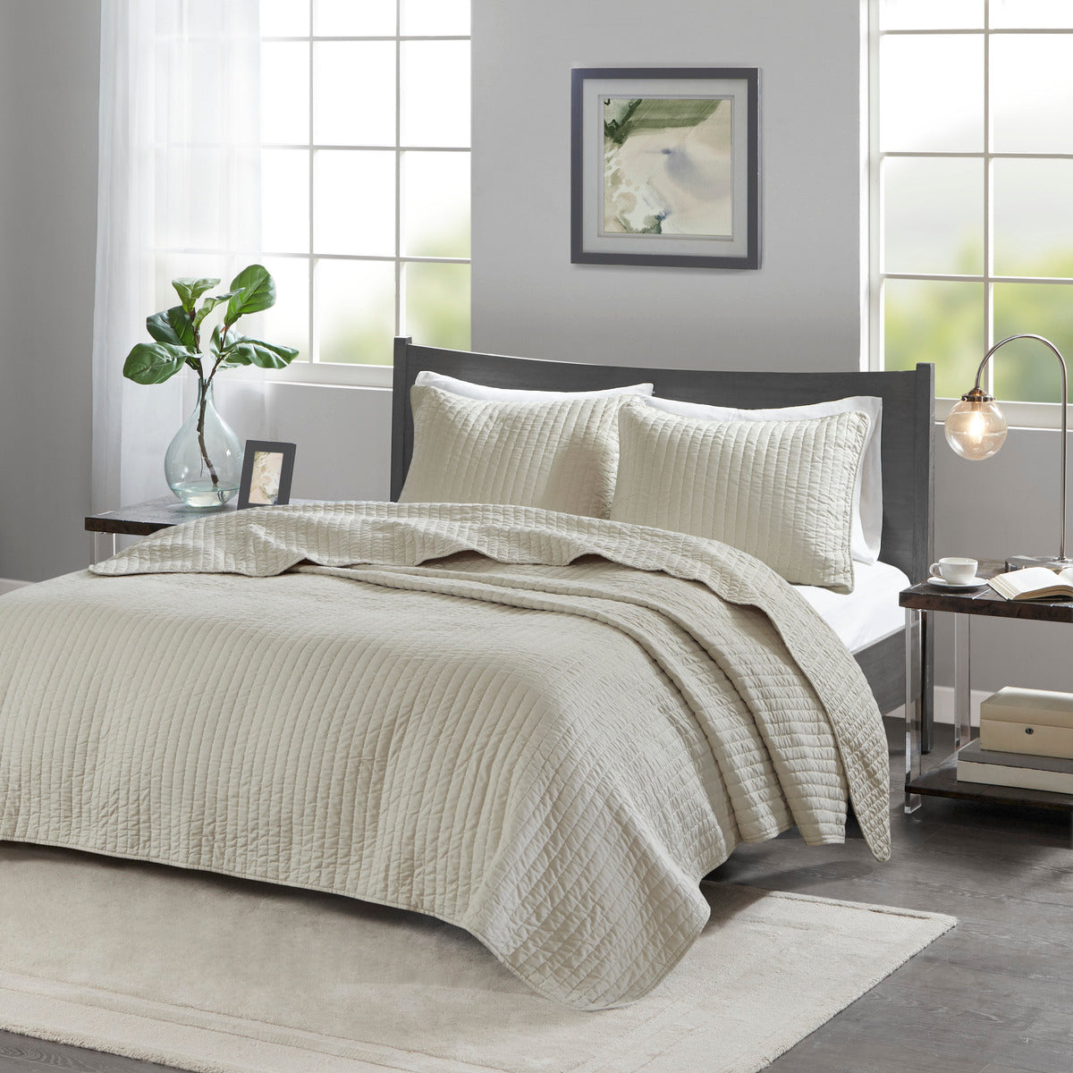 2 Piece Quilt Set Cream Twin Twin Xl Twin Cream Cotton