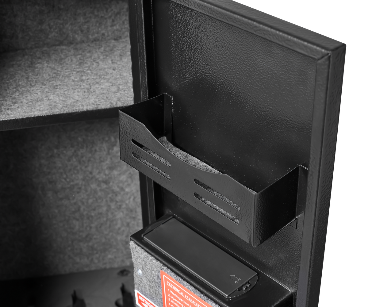 Sturdy Black Steel Cabinet, With Led Lights, Removable Shelf Bullet Rack And Rack. Black Metal