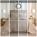 3 Piece Reversible Bedspread Set Khaki Full Queen Queen Khaki Microfiber