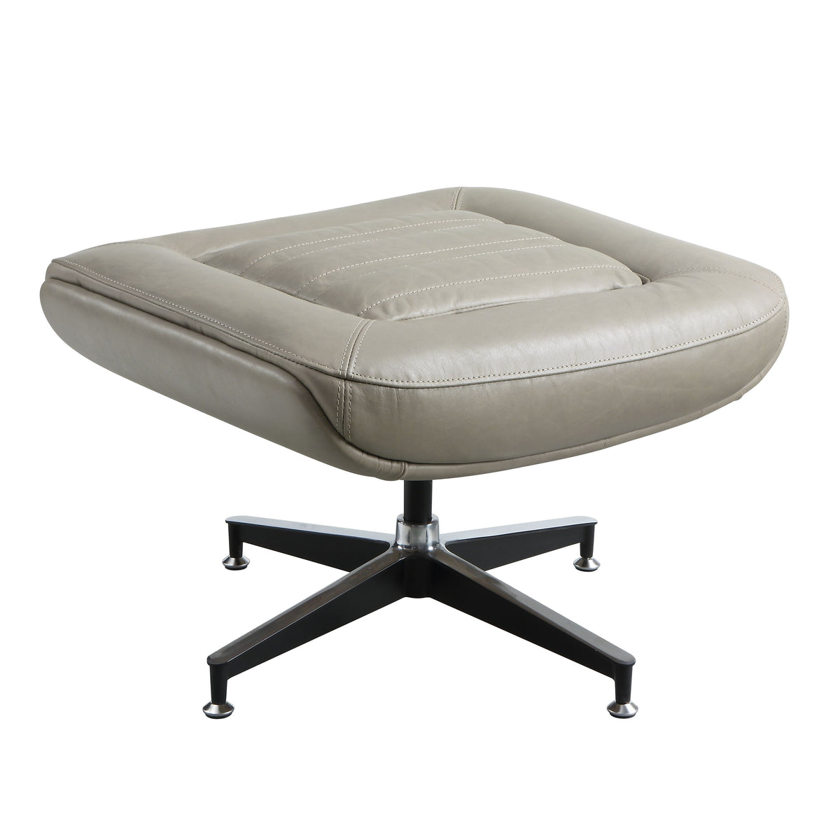 Piran Ottoman, Twilight Top Grain Leather Ac02585 Gray Upholstered