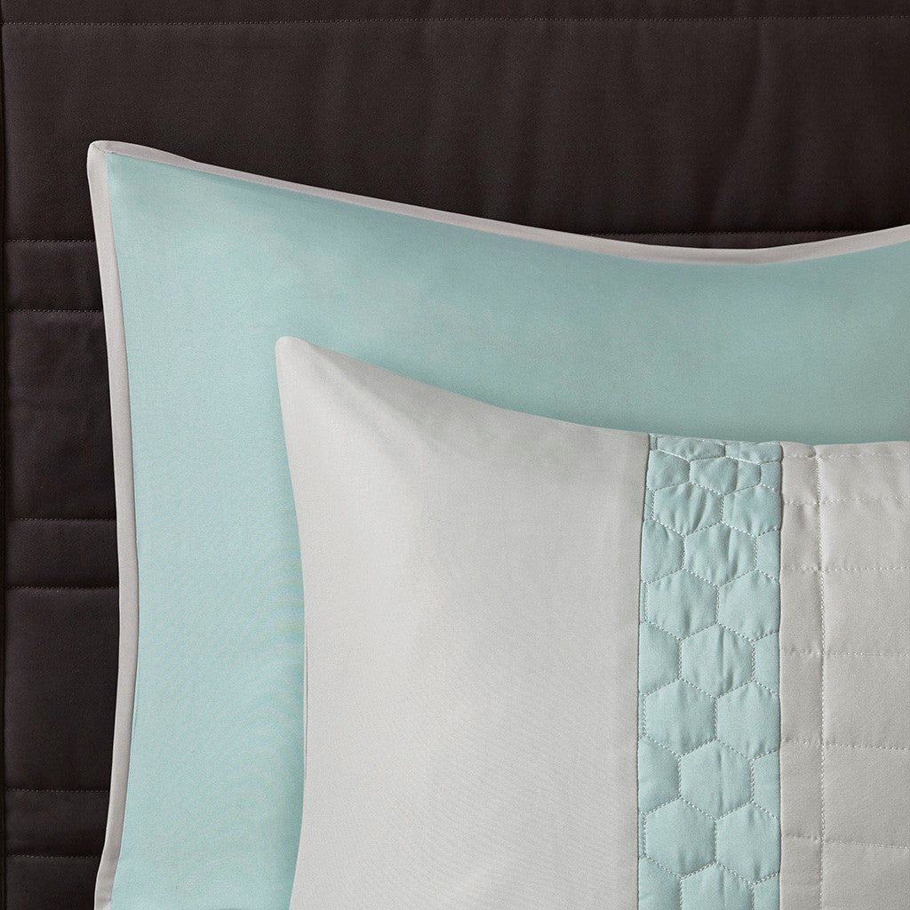8 Piece Comforter Set Seafoam Grey Queen Queen Multicolor Polyester