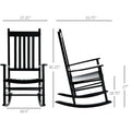 Outsunny Outdoor Rocking Chair, Patio Wooden Rocking Chair With Smooth Armrests, High Back For Garden, Balcony, Porch, Supports Up To 352 Lbs., Black Black Wood